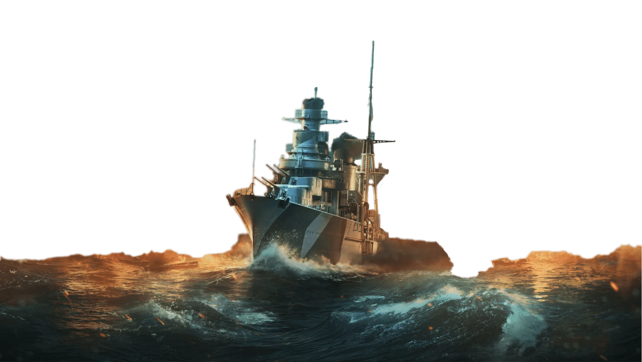 Forground image of warship